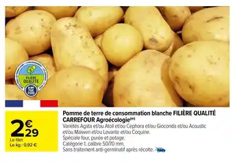 Carrefour Pomme de terre de consommation blanche filiere qualite carrefour agroécologie offre