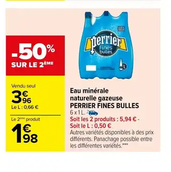 Carrefour Eau Minerale Naturelle Gazeuse Perrier Fines Bulles offre