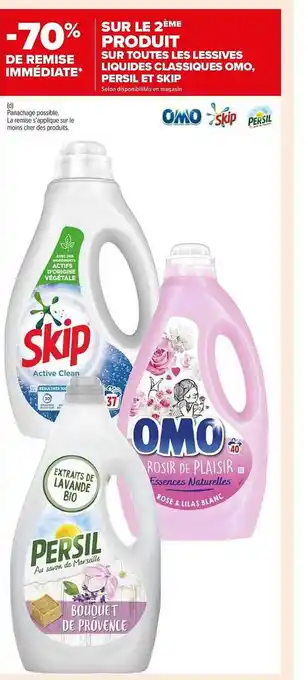 Carrefour Contact Les lessives liquides classiques omo, persil et skip offre