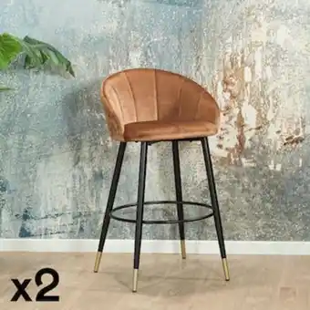 Pier Import Chaise de bar en velours doré forme coquillage (lot de 2) hawai offre