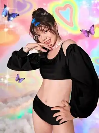 SheIn Fille adolescente 1 paire bikini unicolore avec manchettes offre