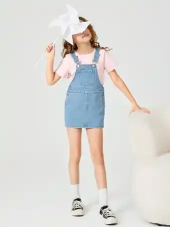 SheIn Shein fille robe en jean salopette patch à poche offre