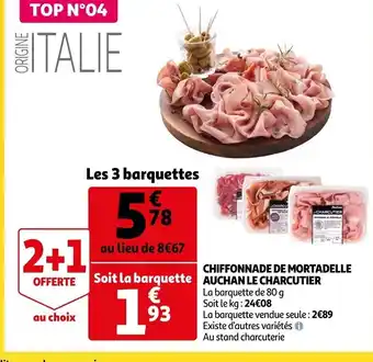Auchan Chiffonnade de Mortadelle Auchan Charcutier offre