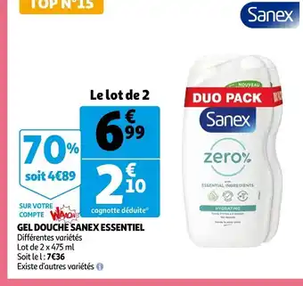 Auchan Gel Douche Sanex Essentiel offre