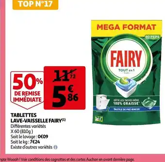 Auchan Tablettes Lave-Vaisselle Fairy offre