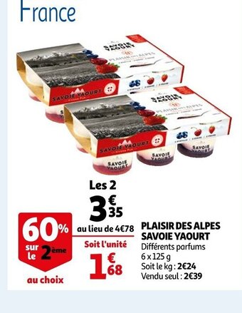 Auchan Plaisir des Alpes savoie Yaourt offre