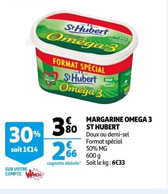 Promo Margarine Omega 3 St Hubert chez Auchan