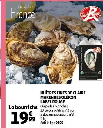 Auchan Huitres Fines de Claire Marennes Oleron Label Rouge offre