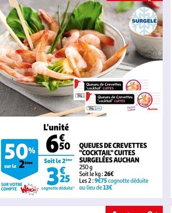 Auchan Queues de Crevettes Cocktail Cuites Surgelées Auchan offre