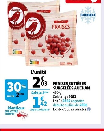 Auchan Fraises Entieres Surgelées Auchan offre