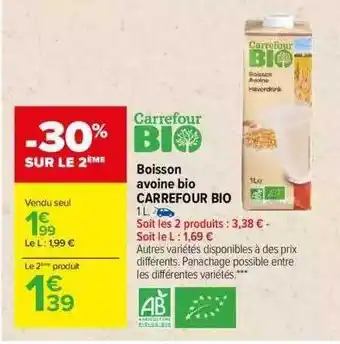 Carrefour Boisson avoine bio carrefour bio offre