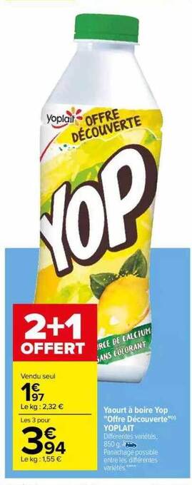 Carrefour Yaourt à boire yop offre
