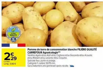 Carrefour Pomme de terre de consommation blanche filière qualité carrefour agroécologie offre