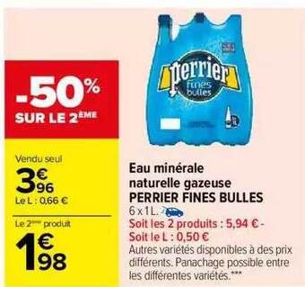 Carrefour Eau minérale naturelle gazeuse perrier fines bulles offre