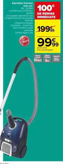 Carrefour Aspirateur traineau avec sac hoover offre