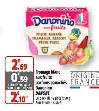 Fromage blanc aux fruits parfums panachés danonino danone