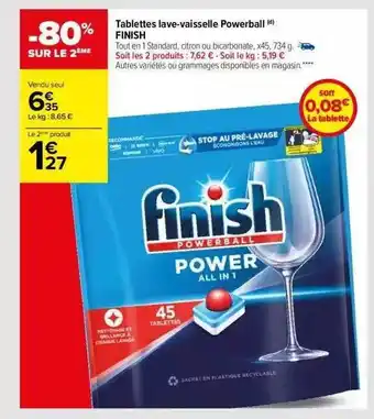 Carrefour Tablettes lave-vaisselle powerball finish offre