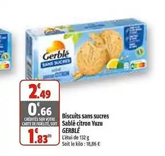 Coccimarket Biscuits sans sucres sablé citron yuzu gerblé offre