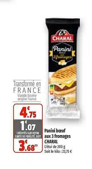 Coccimarket Panini boeuf aux 3 fromages charal offre