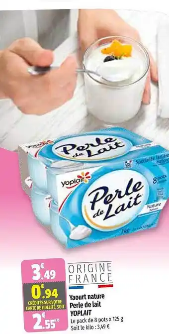Coccimarket Yaourt nature perle de lait yoplait offre