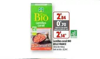 Coccimarket Lentilles corail bio belle france offre