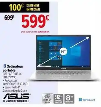 Carrefour Ordinateur portable asus offre