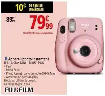 Carrefour Appareil photo instantané fujifilm offre