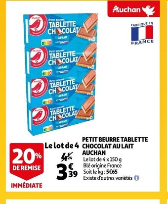 Auchan Petit Beurre Tablette Chocolat Au Lait Auchan offre