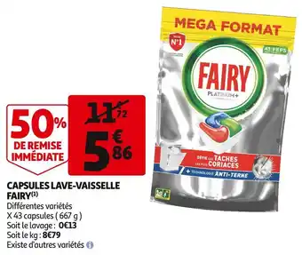 Auchan Supermarché Fairy capsules lave-vaisselle offre