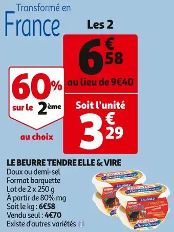 Auchan Supermarché Elle & vire le beurre tendre offre