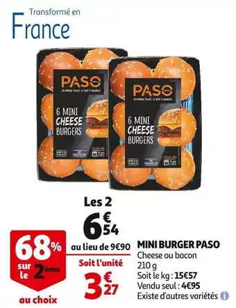 Auchan Supermarché Paso mini burger offre