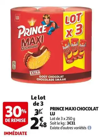 Auchan Supermarché Lu prince maxi chocolat offre