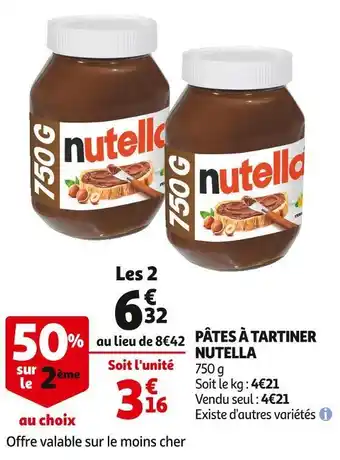 Auchan Supermarché Ferrero pâtes à tartiner offre