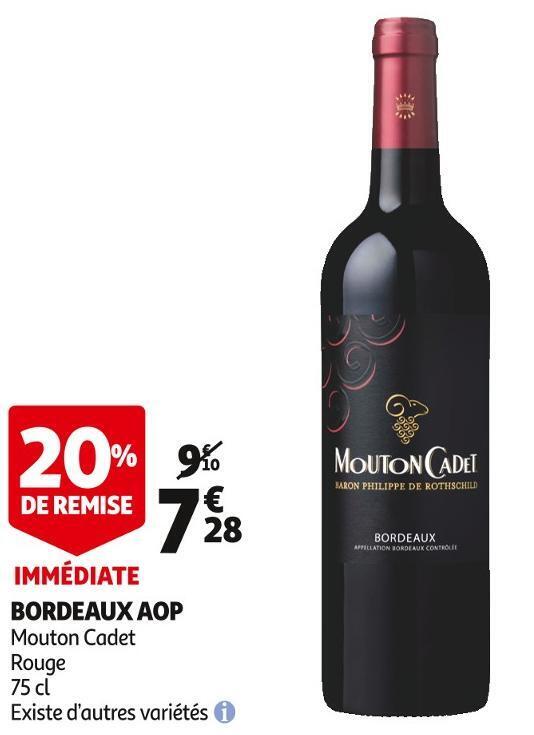 Promo Mouton cadet bordeaux aop chez Auchan Supermarché