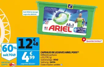 Auchan Supermarché Ariel pods capsules de lessives offre