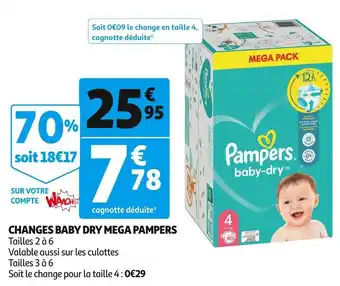 Auchan Supermarché Pampers changes baby dry mega offre