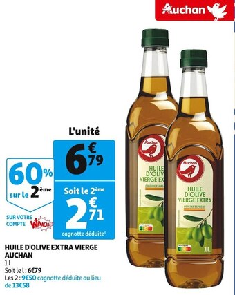 Auchan Supermarché Auchan huile d'olive extra vierge offre