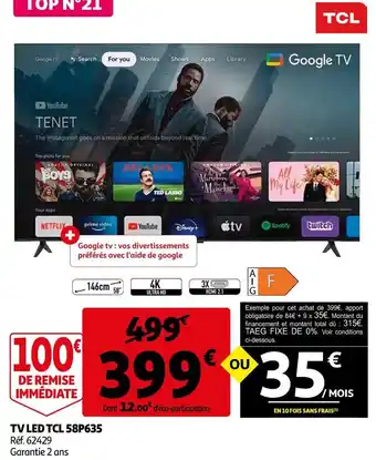 Auchan Tcl tv led 58p635 offre