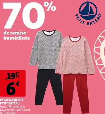 Auchan Petit bateau pyjama enfant offre
