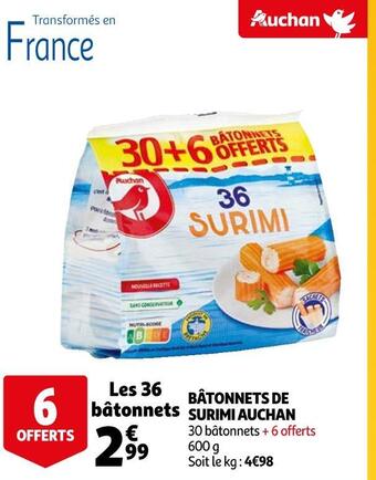 Auchan Auchan bâtonnets de surimi offre