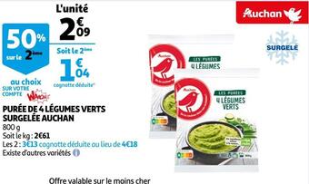 Auchan Auchan purée de 4 légumes verts surgelée offre