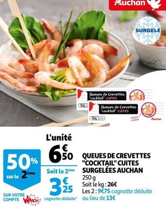 Auchan Auchan queues de crevettes cocktail cuites surgelées offre