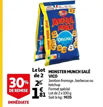 Auchan Vico monster munch salé offre