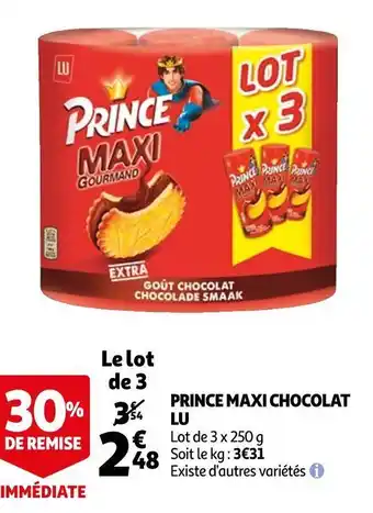 Auchan Lu prince maxi chocolat offre