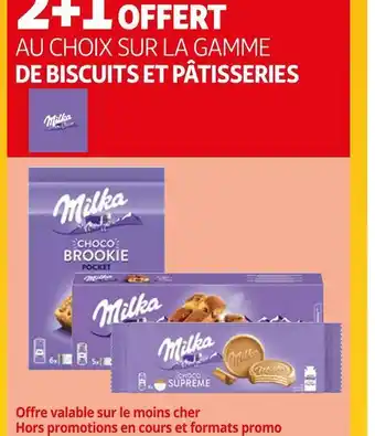 Auchan Milka 2+1 offert sur la gamme de biscuits et pâtisseries milka offre