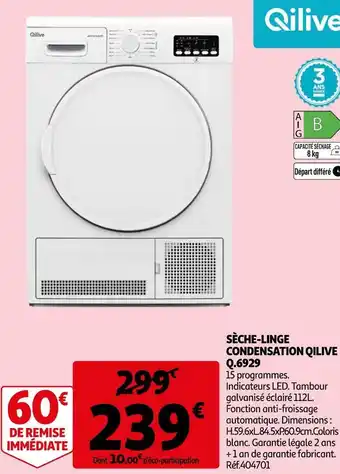 Auchan Qilive sèche-linge condensation q.6929 offre