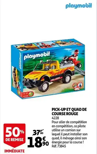 Auchan Playmobil pick-up et quad de course rouge offre
