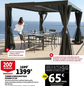 Auchan Tonnelle bioclimatique fusain 4 x 3 m offre