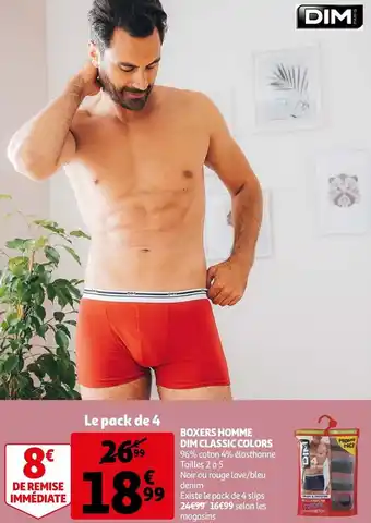 Auchan Dim boxers homme classic colors offre