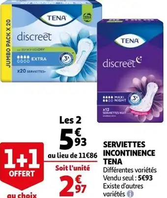 Auchan Tena serviettes incontinence offre
